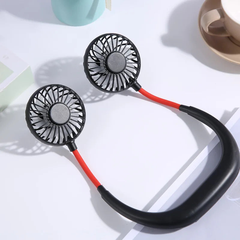 🌀 Mini Neck Fan – Portable USB Rechargeable Wearable Fan with 3 Speeds & 360° Rotation (Random Color)