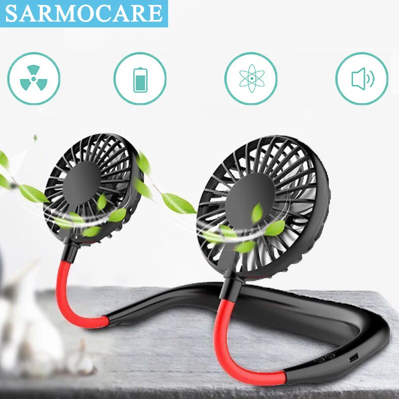 🌀 Mini Neck Fan – Portable USB Rechargeable Wearable Fan with 3 Speeds & 360° Rotation (Random Color)