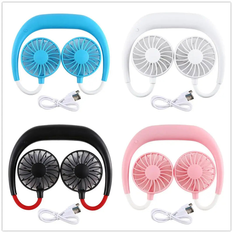 🌀 Mini Neck Fan – Portable USB Rechargeable Wearable Fan with 3 Speeds & 360° Rotation (Random Color)