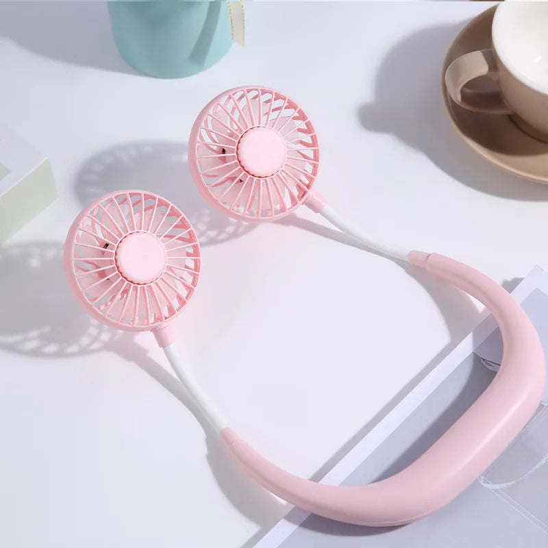 🌀 Mini Neck Fan – Portable USB Rechargeable Wearable Fan with 3 Speeds & 360° Rotation (Random Color)
