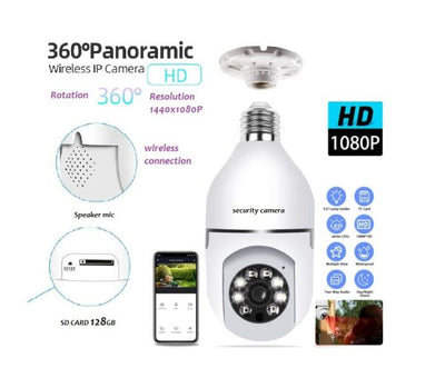 🔒 1080p Full HD WiFi CCTV Camera – Smart Home Security Camera with Motion Detection, Night Vision, Two-Way Audio & Bulb Socket Installation📹✨