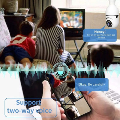 🔒 1080p Full HD WiFi CCTV Camera – Smart Home Security Camera with Motion Detection, Night Vision, Two-Way Audio & Bulb Socket Installation📹✨