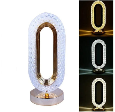 Rechargeable Luxury Oval Shaped Crystal Table Lamp – 3-Color Touch Control | Best Quality Table Lamp