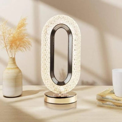 Rechargeable Luxury Oval Shaped Crystal Table Lamp – 3-Color Touch Control | Best Quality Table Lamp