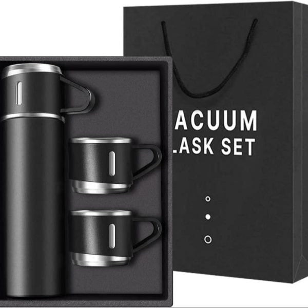 Stainless Steel Vacuum Flask Set | 500ml Insulated Bottle & Coffee Mug Gift Set