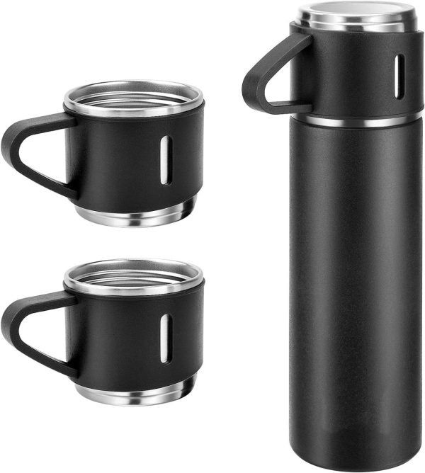 Stainless Steel Vacuum Flask Set | 500ml Insulated Bottle & Coffee Mug Gift Set