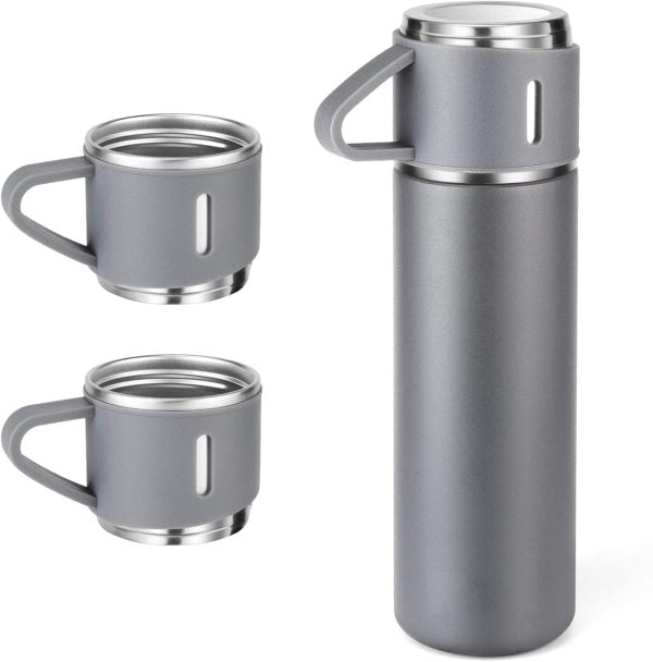 Stainless Steel Vacuum Flask Set | 500ml Insulated Bottle & Coffee Mug Gift Set