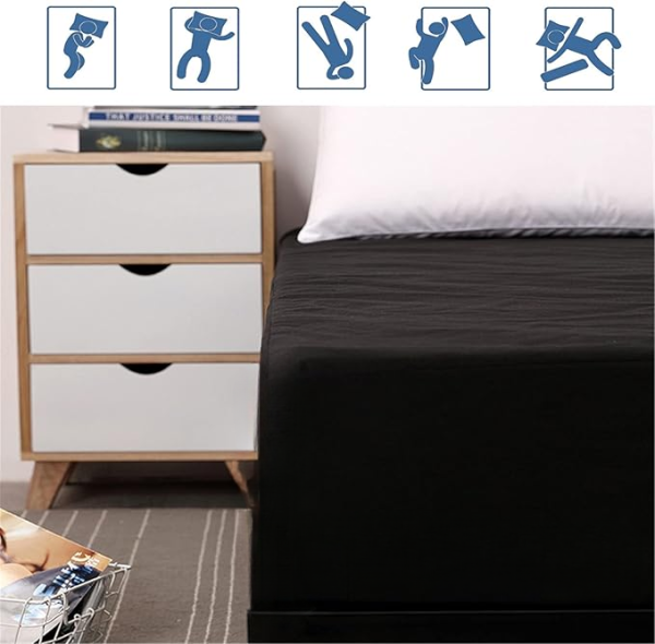 Waterproof Mattress Protector King Size – Breathable Fitted Black Cover | Hypoallergenic & Washable